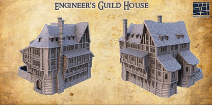 Engineer Guild House | 28mm Scale Model Terrain | D&D TTRPG Playable 3D Printed Building | MiniatureLand