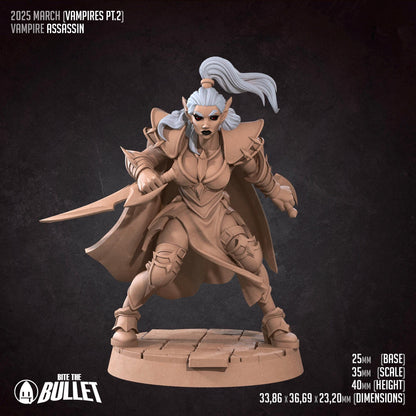 Vampire Assassin | TABLETOP SCALE | D&D TTRPG Miniature | Bite the Bullet