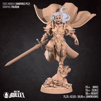 Vampire Paladin | TABLETOP SCALE | D&D TTRPG Miniature | Bite the Bullet