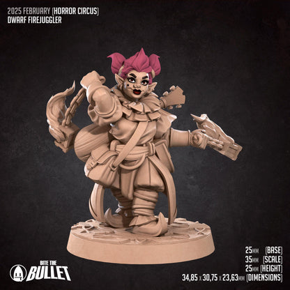 Dwarf Firejuggler | D&D Tabletop Gaming Scale Resin Miniature | Bite the Bullet