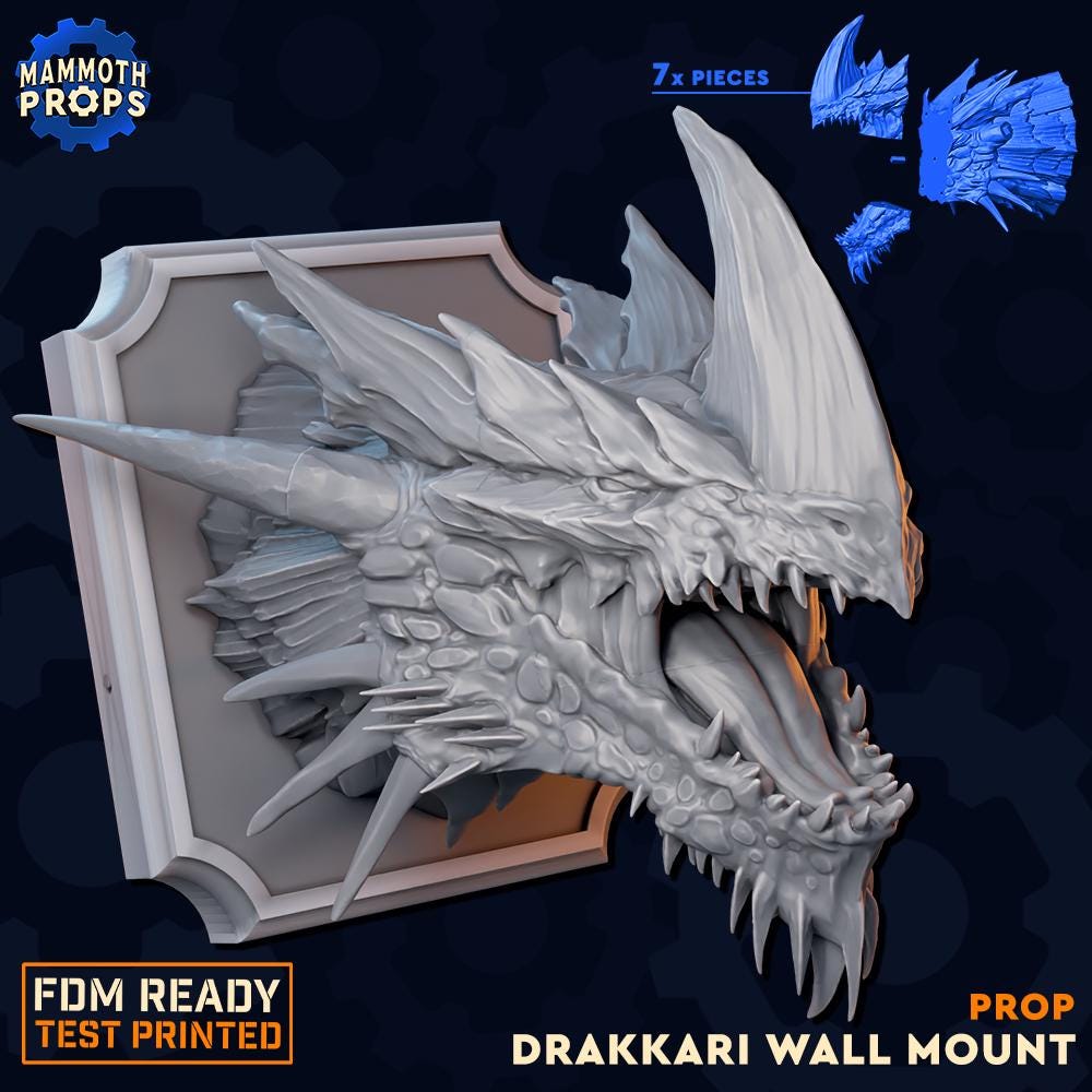 Dragon Head Wall Mount, Blue Dragon | D&D TTRPG LARP Gaming Prop | Mammoth Props