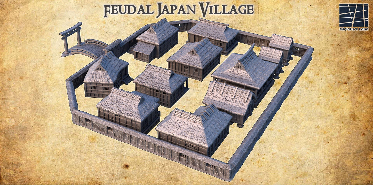 Feudal Japan Village | 28mm Scale Model Terrain | D&D TTRPG Playable 3D Printed Building | MiniatureLand