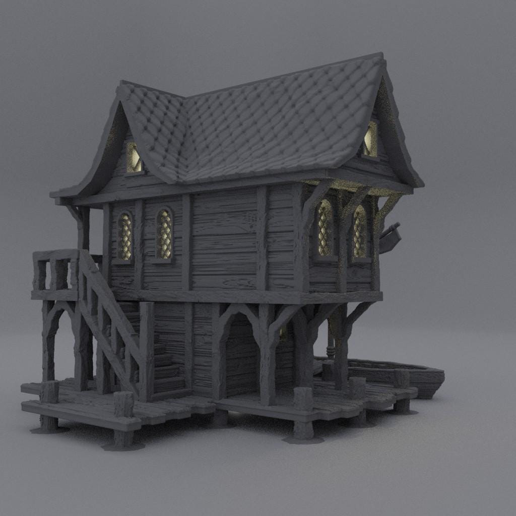 Fisher Sea Lodge | 28mm Scale Model Terrain | D&D TTRPG Playable 3D Printed Building | MiniatureLand