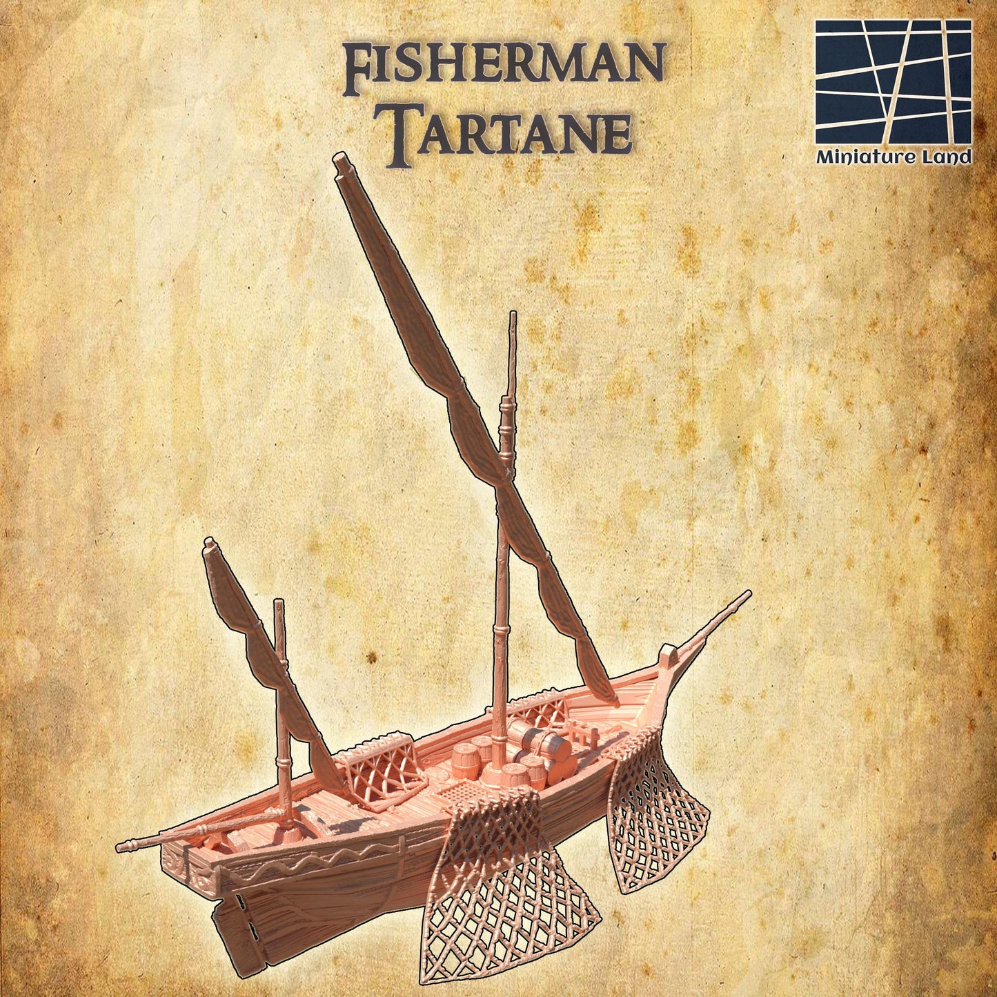 Fisherman Tartane | 28mm Scale Model Terrain | D&D TTRPG Playable 3D Printed Building | MiniatureLand