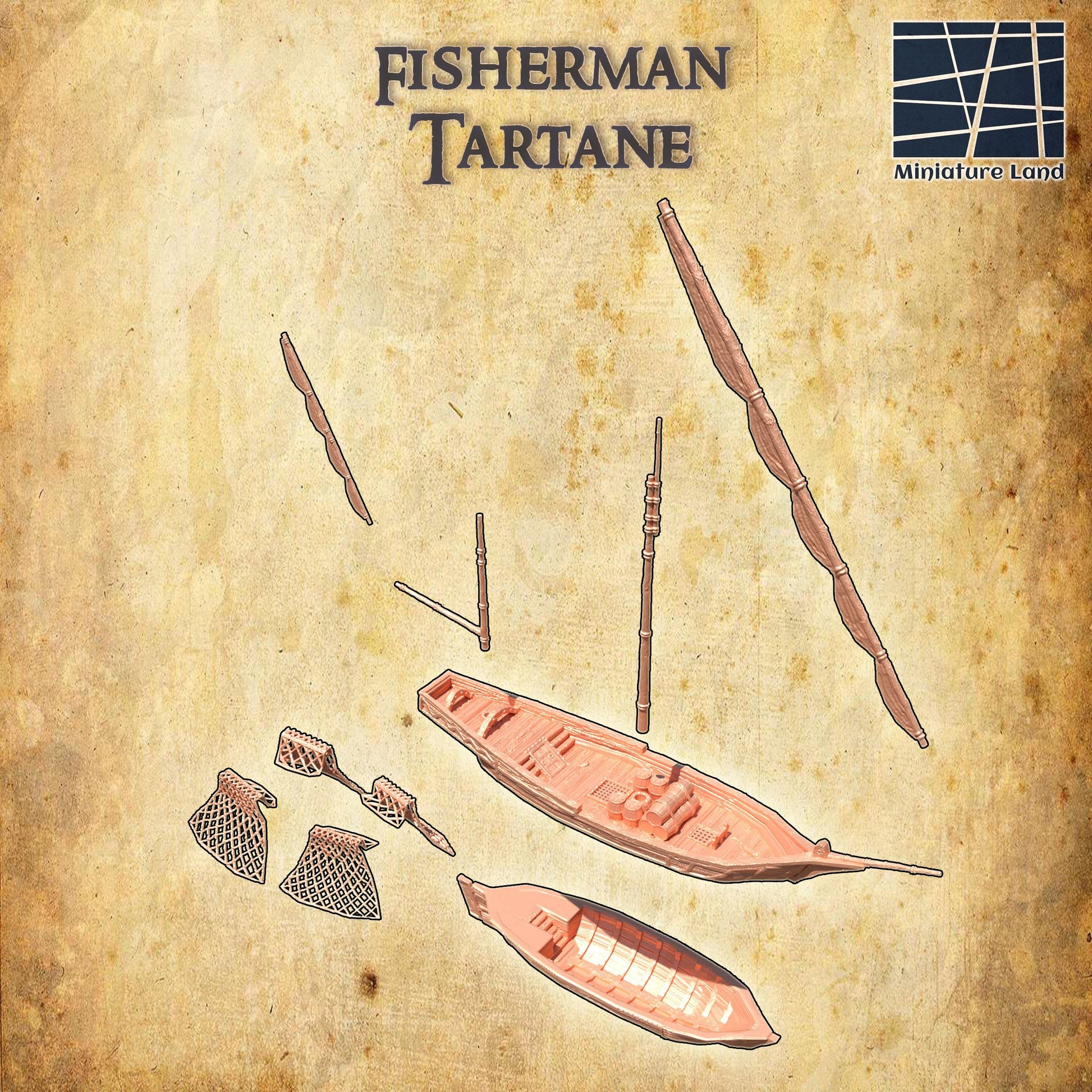 Fisherman Tartane | 28mm Scale Model Terrain | D&D TTRPG Playable 3D Printed Building | MiniatureLand