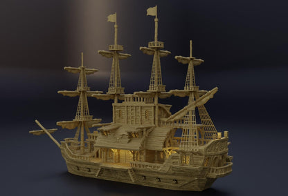 Floating Pirate Tavern | 28mm Scale Model Terrain | D&D TTRPG Playable 3D Printed Building | MiniatureLand