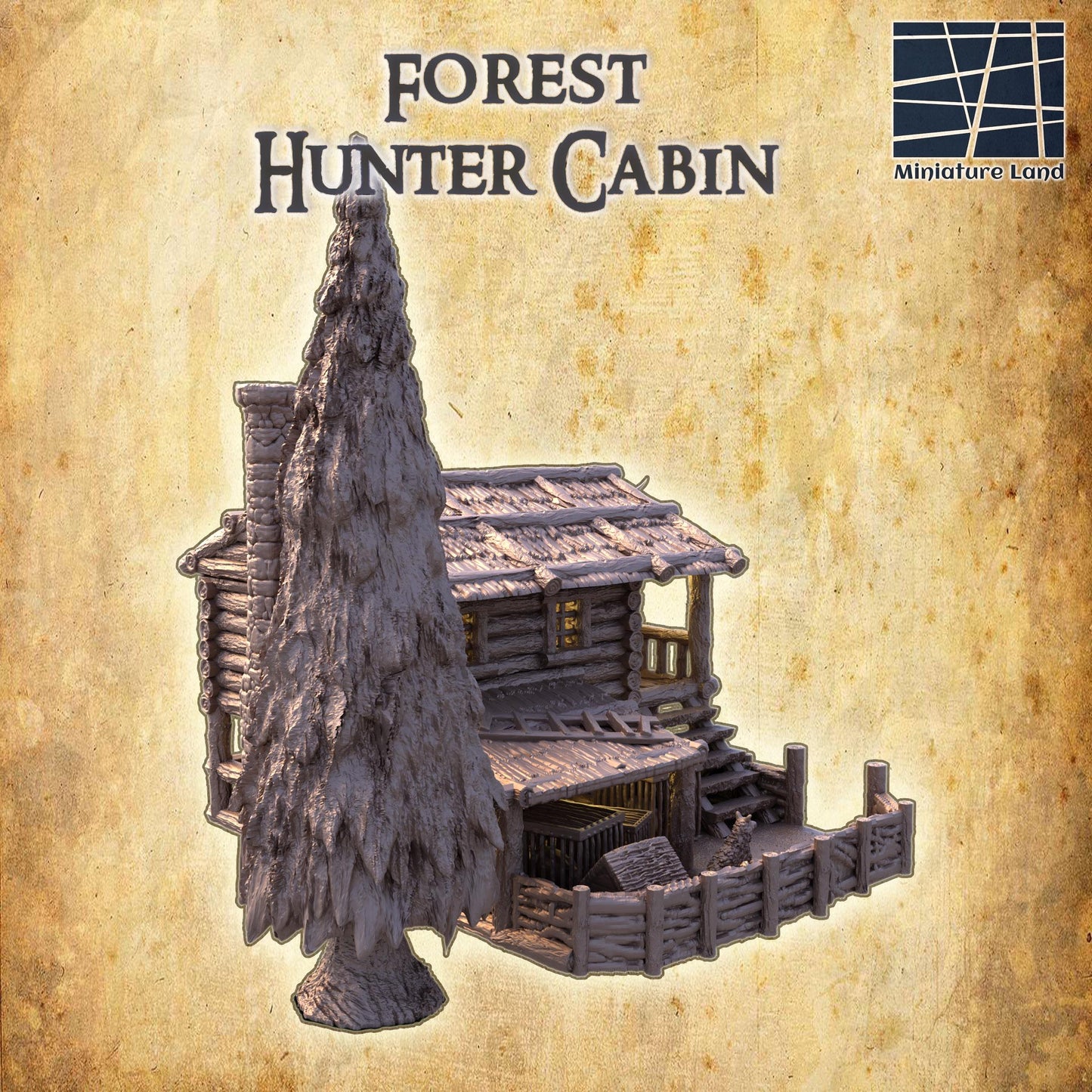 Forest Hunter Cabin | 28mm Scale Model Terrain | D&D TTRPG Playable 3D Printed Building | MiniatureLand