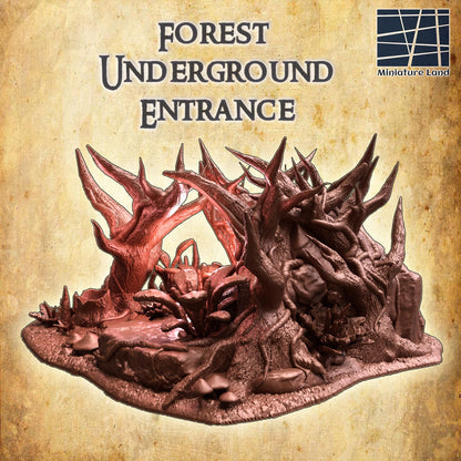 Forest Underground Entrance | 28mm Scale Model Terrain | D&D TTRPG Playable 3D Printed Building | MiniatureLand