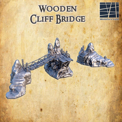 Wooden Cliff Bridge | 28mm Scale Model Terrain | D&D TTRPG Playable 3D Printed Building | MiniatureLand