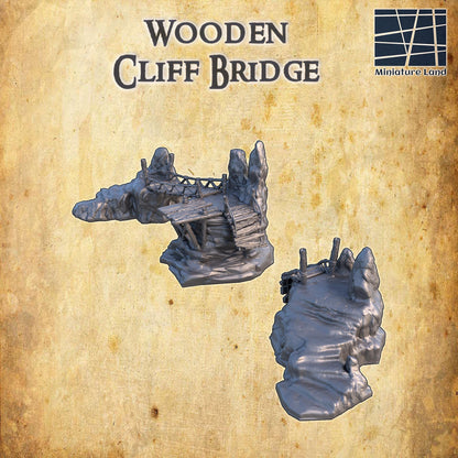 Wooden Cliff Bridge | 28mm Scale Model Terrain | D&D TTRPG Playable 3D Printed Building | MiniatureLand