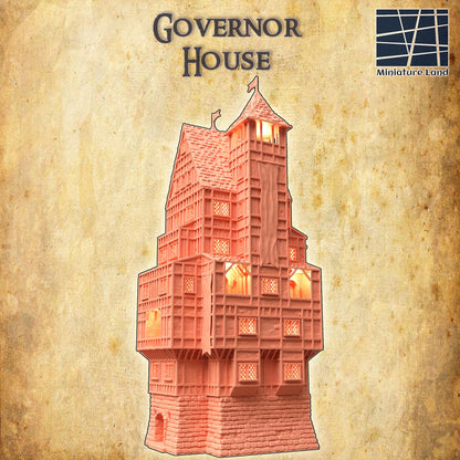 Governor House | 28mm Scale Model Terrain | D&D TTRPG Playable 3D Printed Building | MiniatureLand