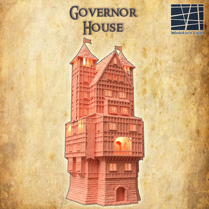 Governor House | 28mm Scale Model Terrain | D&D TTRPG Playable 3D Printed Building | MiniatureLand