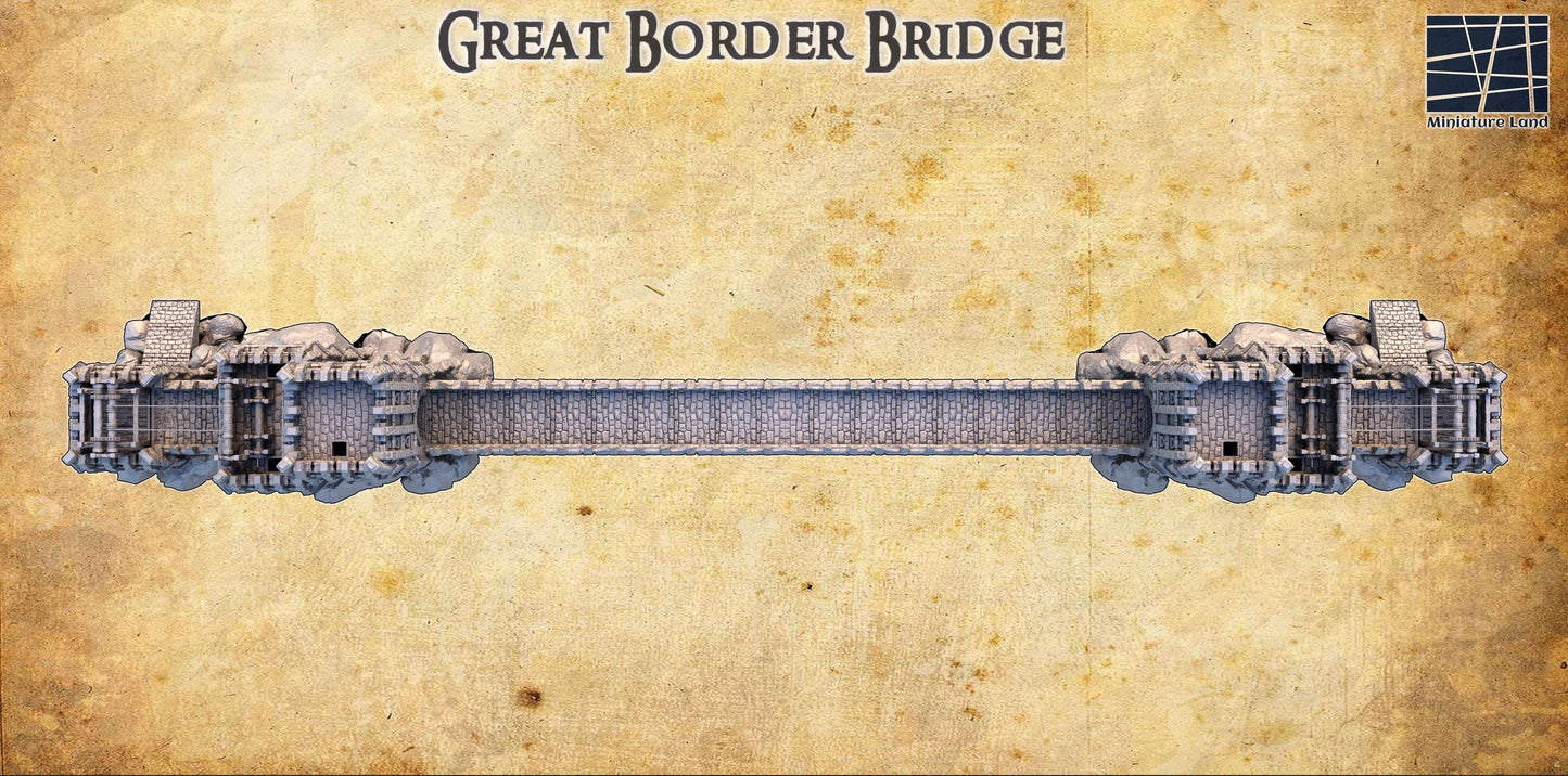 Grand Border Bridge | 28mm Scale Model Terrain | D&D TTRPG Playable 3D Printed Building | MiniatureLand