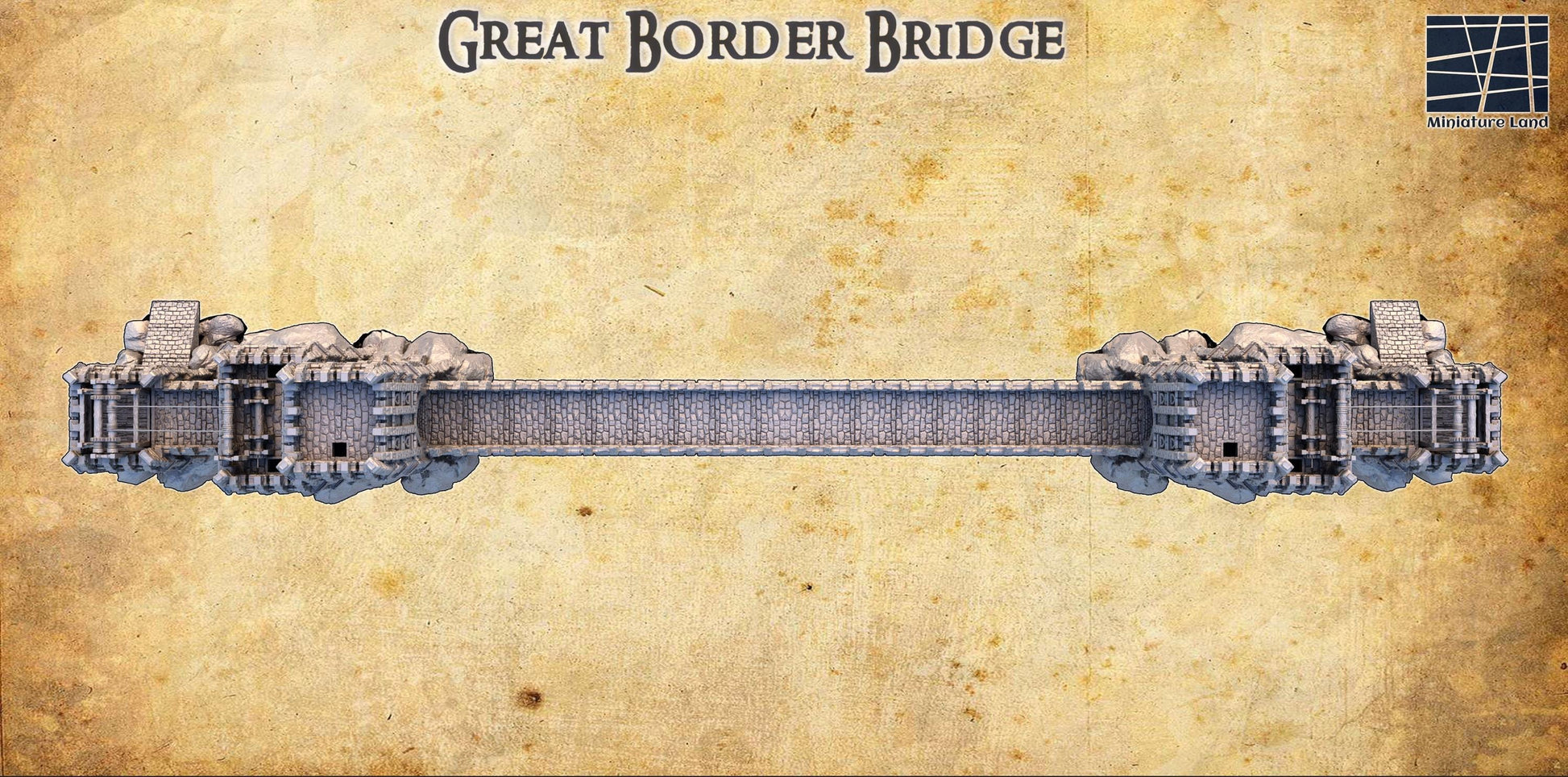 Grand Border Bridge | 28mm Scale Model Terrain | D&D TTRPG Playable 3D Printed Building | MiniatureLand