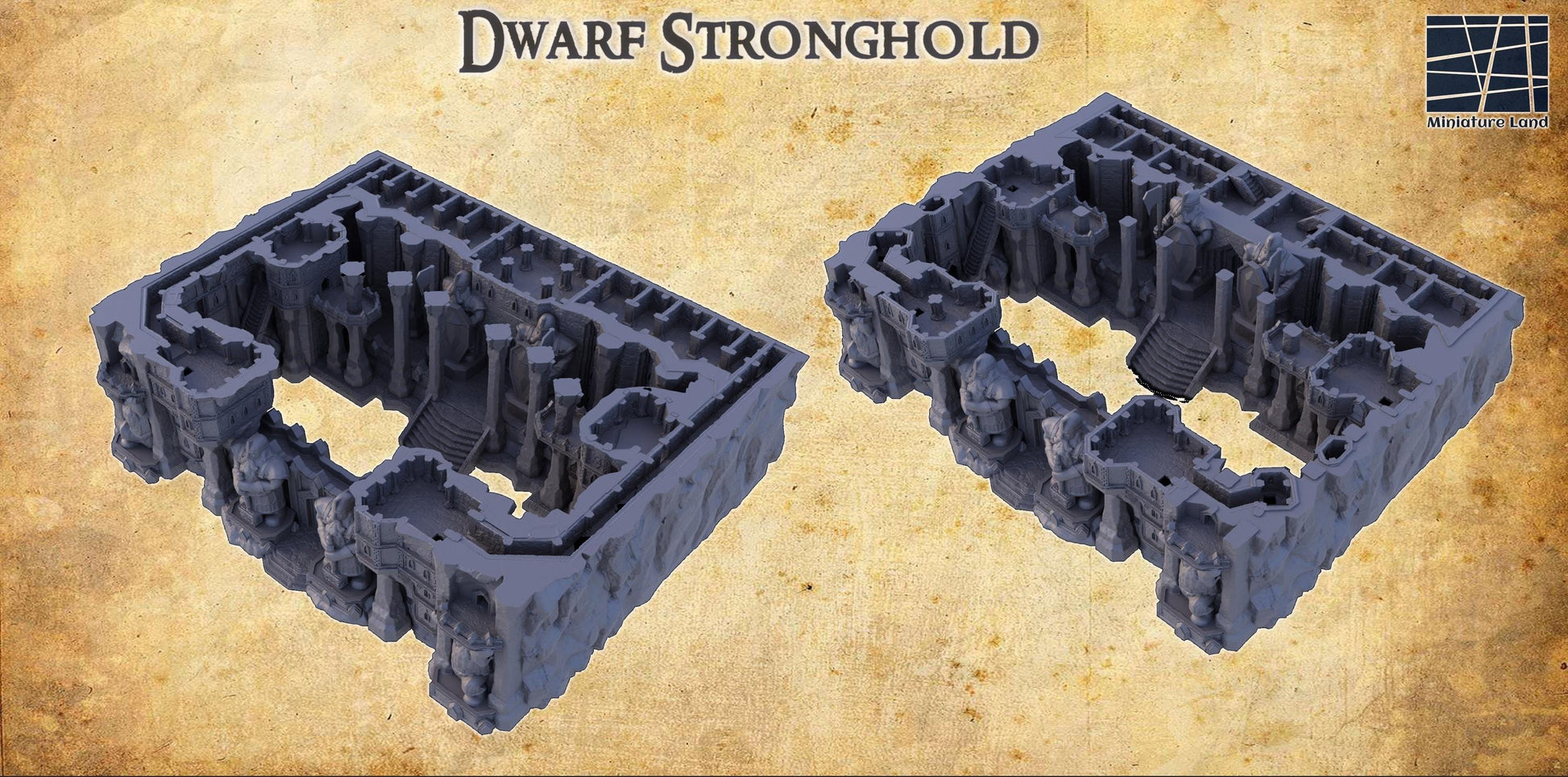 Dwarf Stronghold | 28mm Scale Model Terrain | D&D TTRPG Playable 3D Printed Building | MiniatureLand