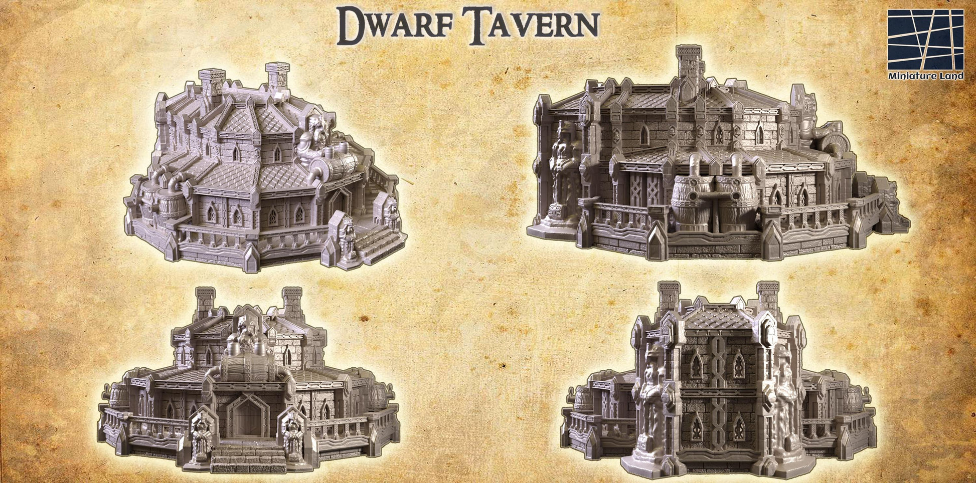 Dwarf Tavern | 28mm Scale Model Terrain | D&D TTRPG Playable 3D Printed Building | MiniatureLand