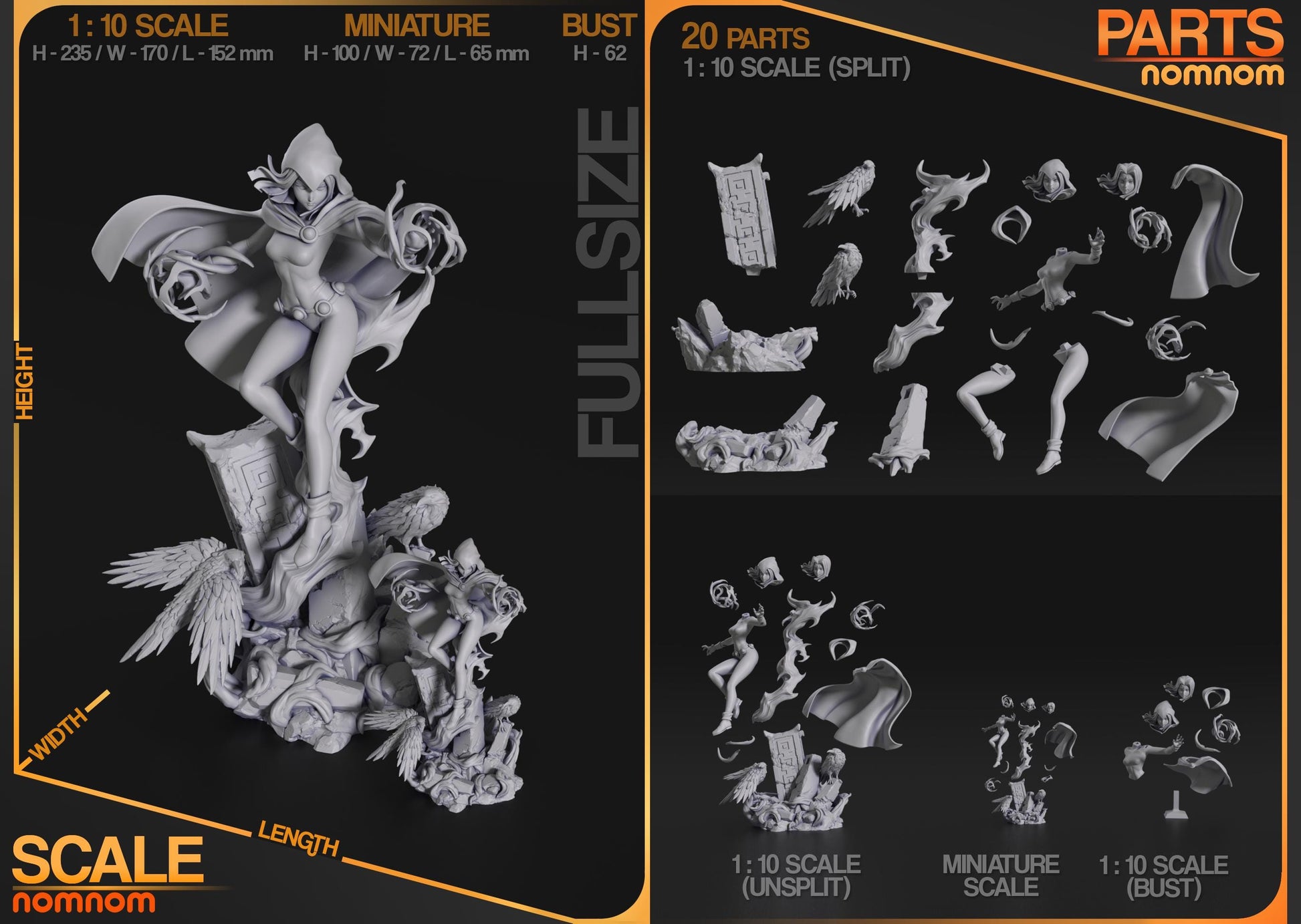 Half-Demon Superheroine | Resin Garage Kit Figure Cartoon Comic Fan Art | Nomnom Figures