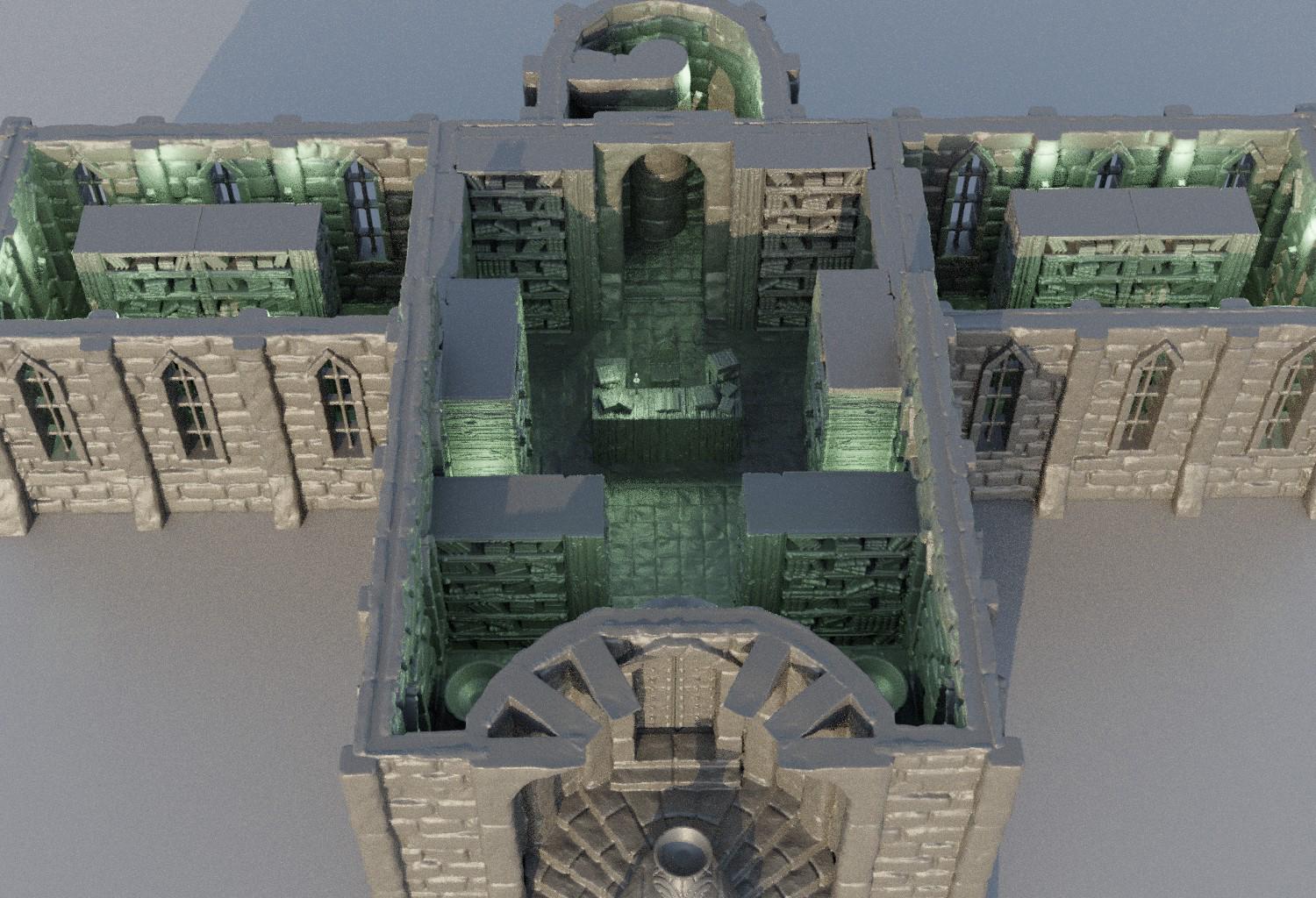 Grand Library | 28mm Scale Model Terrain | D&D TTRPG Playable 3D Printed Building | MiniatureLand