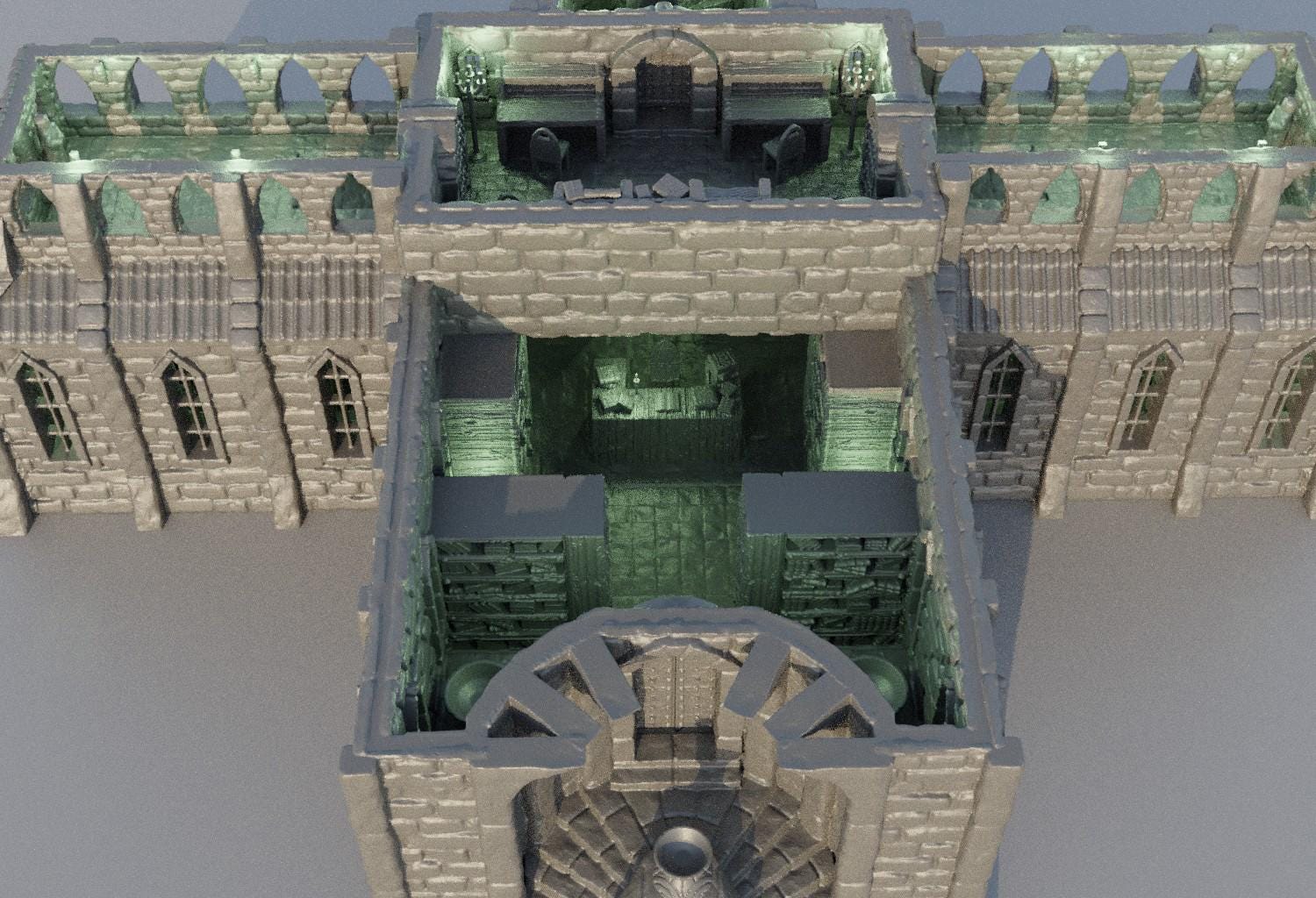Grand Library | 28mm Scale Model Terrain | D&D TTRPG Playable 3D Printed Building | MiniatureLand