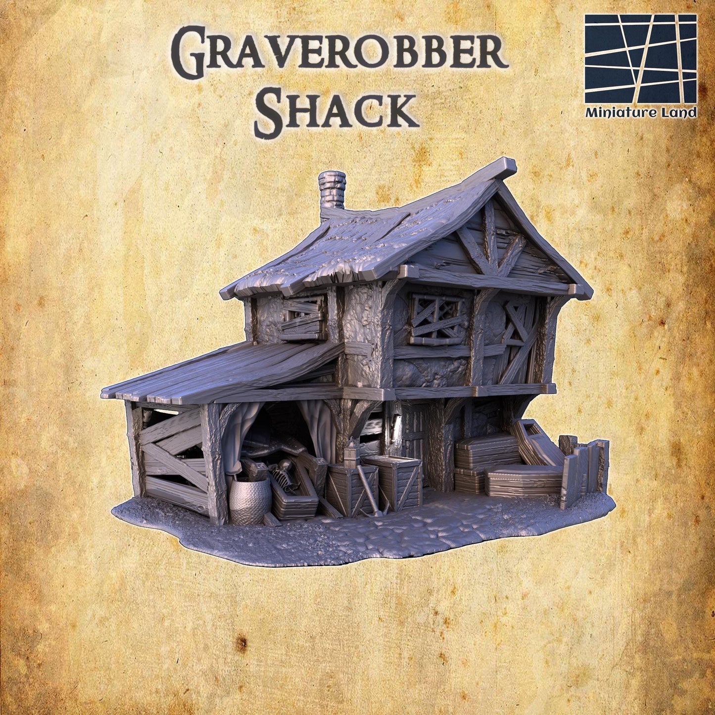 Graverobber Shack | 28mm Scale Model Terrain | D&D TTRPG Playable 3D Printed Building | MiniatureLand