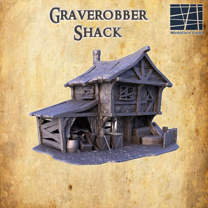 Graverobber Shack | 28mm Scale Model Terrain | D&D TTRPG Playable 3D Printed Building | MiniatureLand