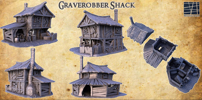 Graverobber Shack | 28mm Scale Model Terrain | D&D TTRPG Playable 3D Printed Building | MiniatureLand