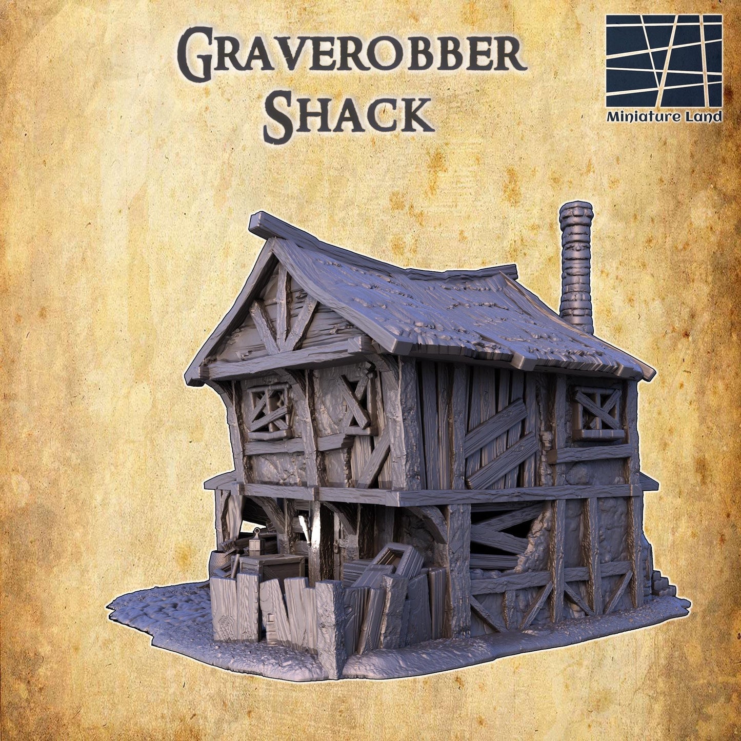 Graverobber Shack | 28mm Scale Model Terrain | D&D TTRPG Playable 3D Printed Building | MiniatureLand