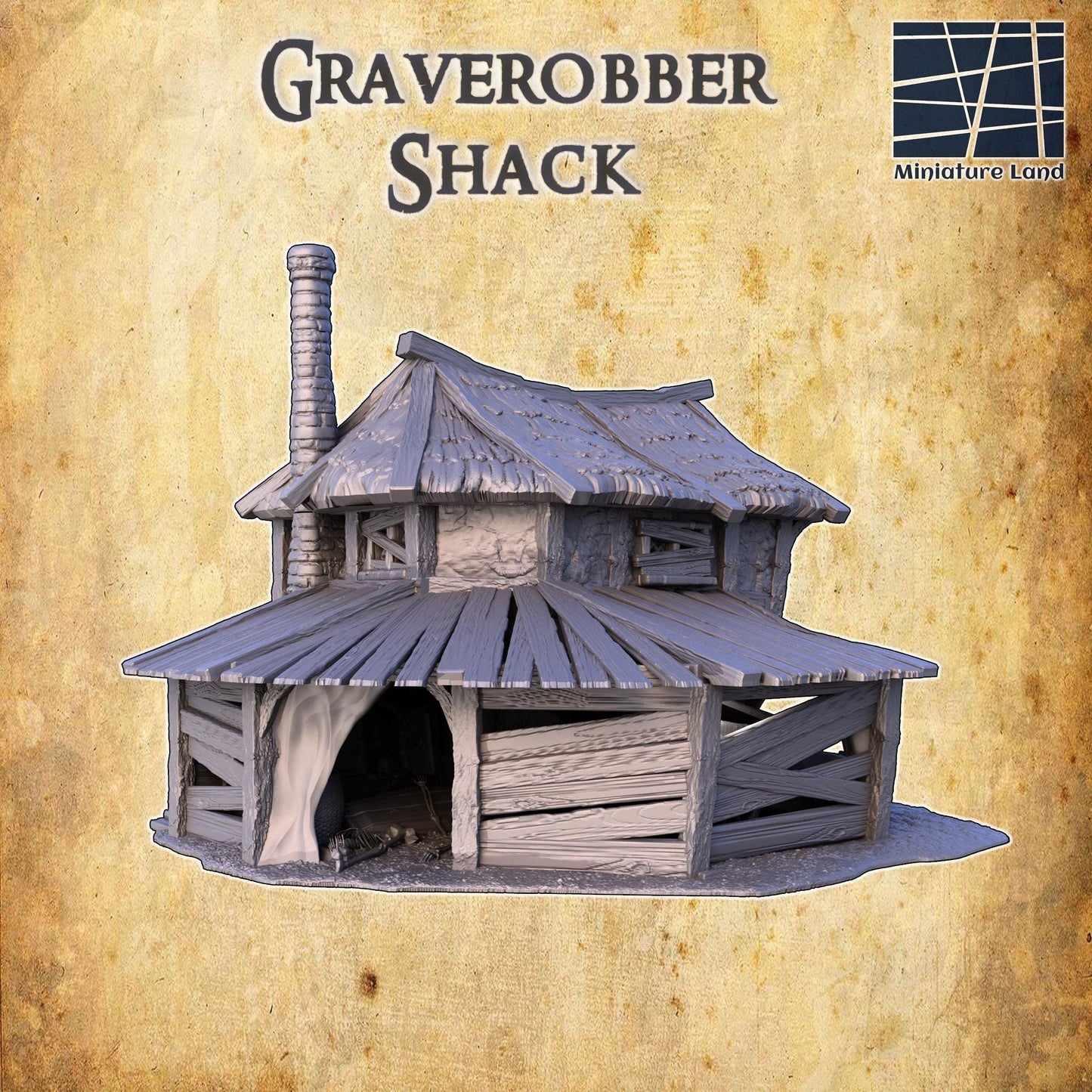 Graverobber Shack | 28mm Scale Model Terrain | D&D TTRPG Playable 3D Printed Building | MiniatureLand