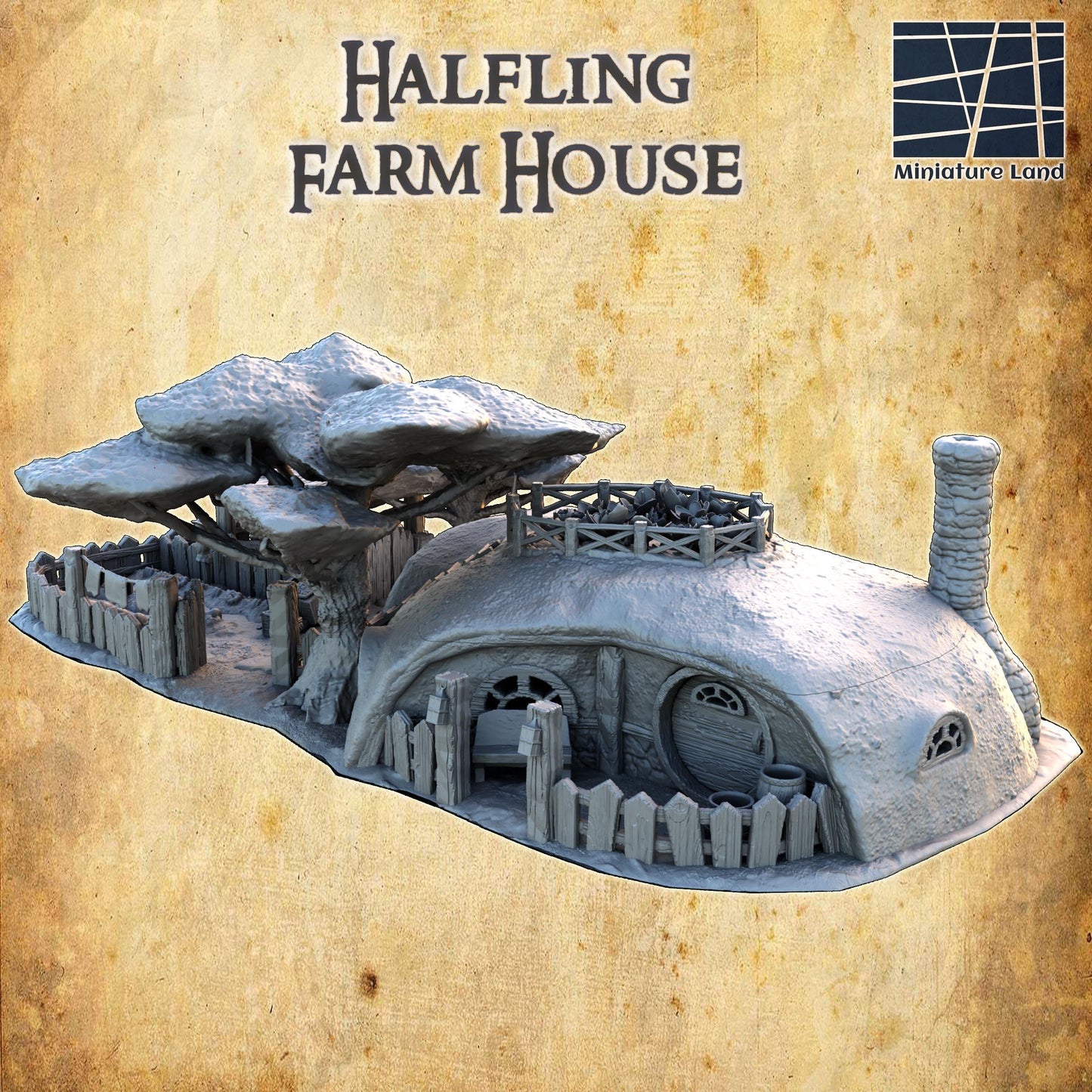 Halfling Farm House | 28mm Scale Model Terrain | D&D TTRPG Playable 3D Printed Building | MiniatureLand