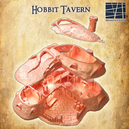 Hobbit Tavern | 28mm Scale Model Terrain | D&D TTRPG Playable 3D Printed Building | MiniatureLand