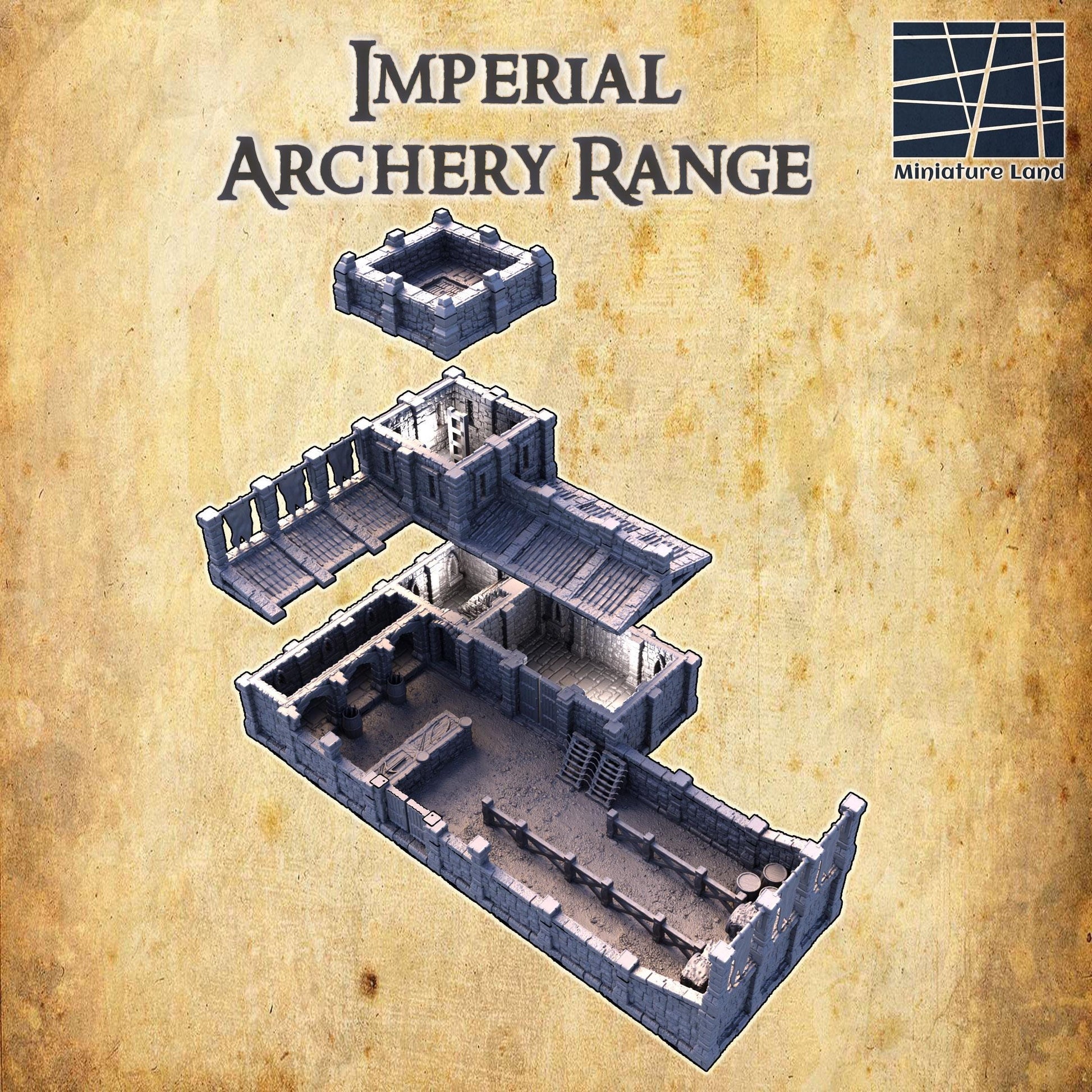 Imperial Archery Range | 28mm Scale Model Terrain | D&D TTRPG Playable 3D Printed Building | MiniatureLand