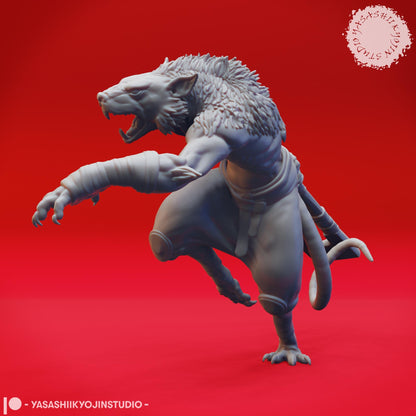 Wererat | TABLETOP SCALE | TTRPG Monster Miniature | Yasashii Kyojin Studio