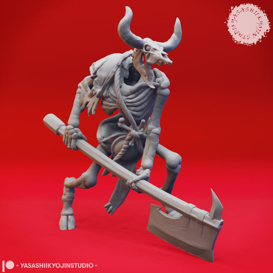 Minotaur Skeleton | TABLETOP SCALE | TTRPG Monster Miniature | Yasashii Kyojin Studio