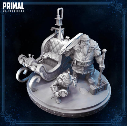 Christmas Gift, Santa and Goblin Elf | Display Scale | TTRPG D&D Miniature | Primal Collectibles