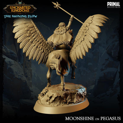 Cleric Moonshine on Pegasus | Uncharted Kingdoms | TTRPG D&D Miniature | Primal Collectibles