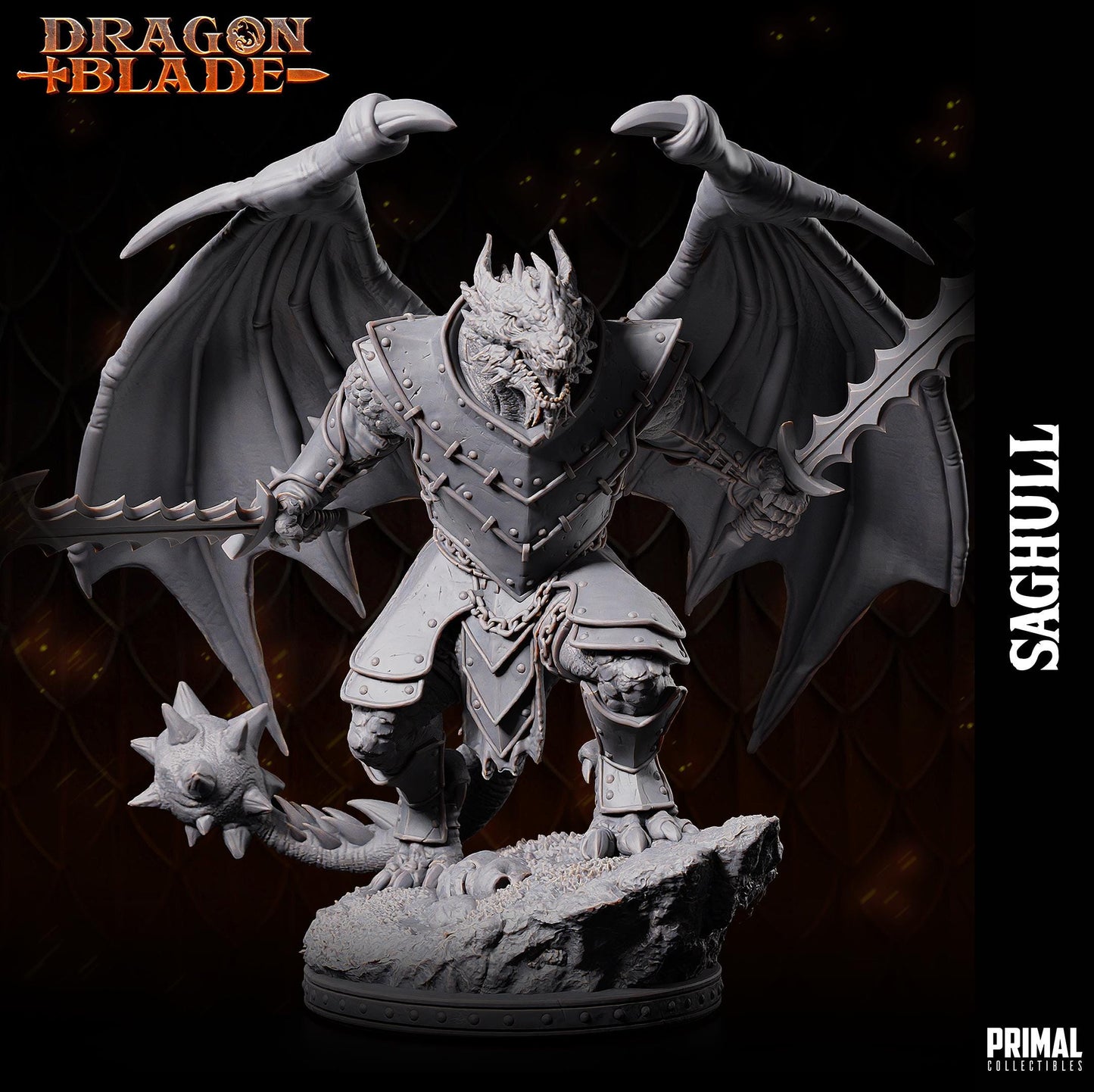 Draconian Saghull | Tabletop Scale | TTRPG D&D Miniature | Primal Collectibles