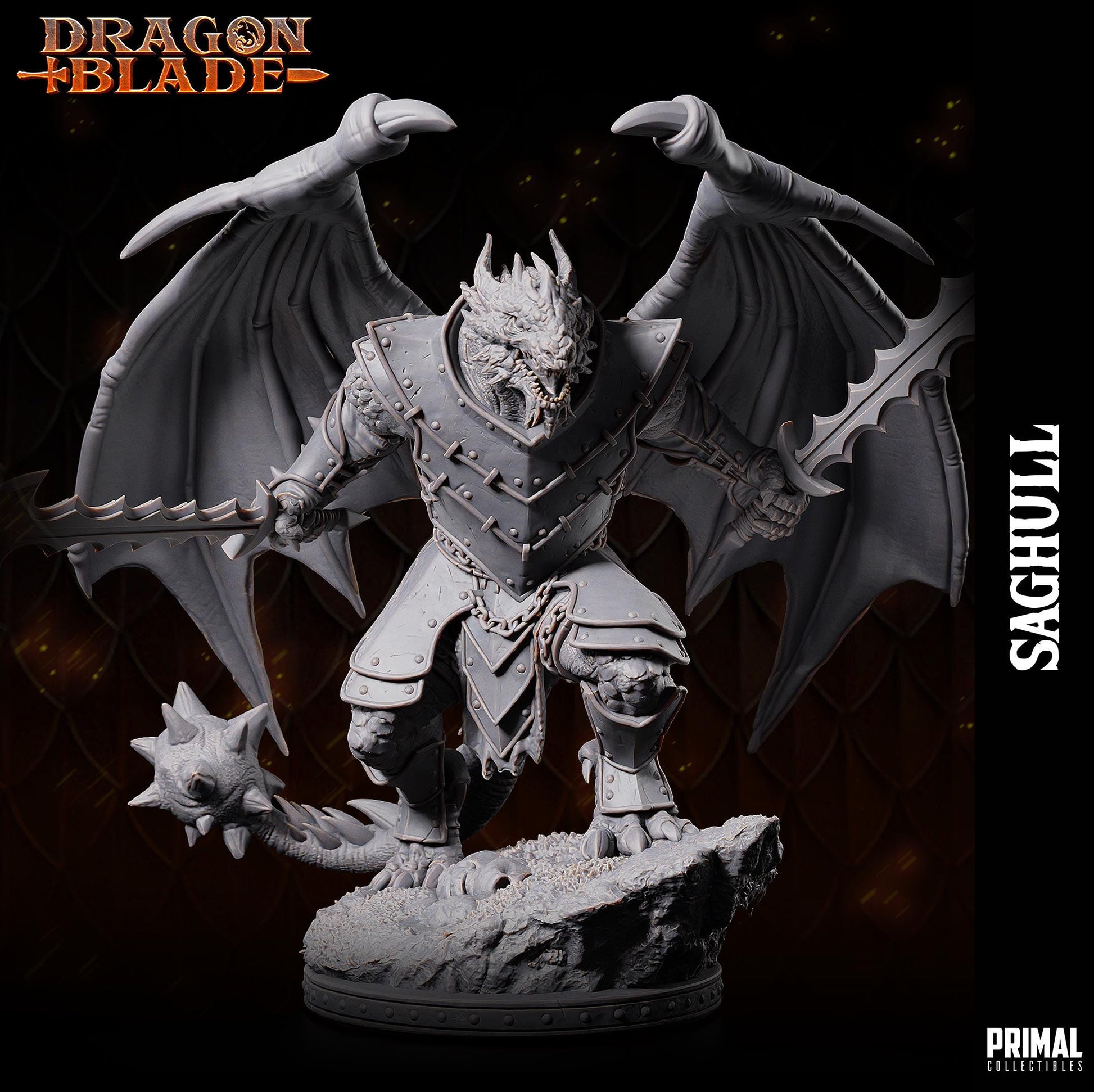 Draconian Saghull | Tabletop Scale | TTRPG D&D Miniature | Primal Collectibles