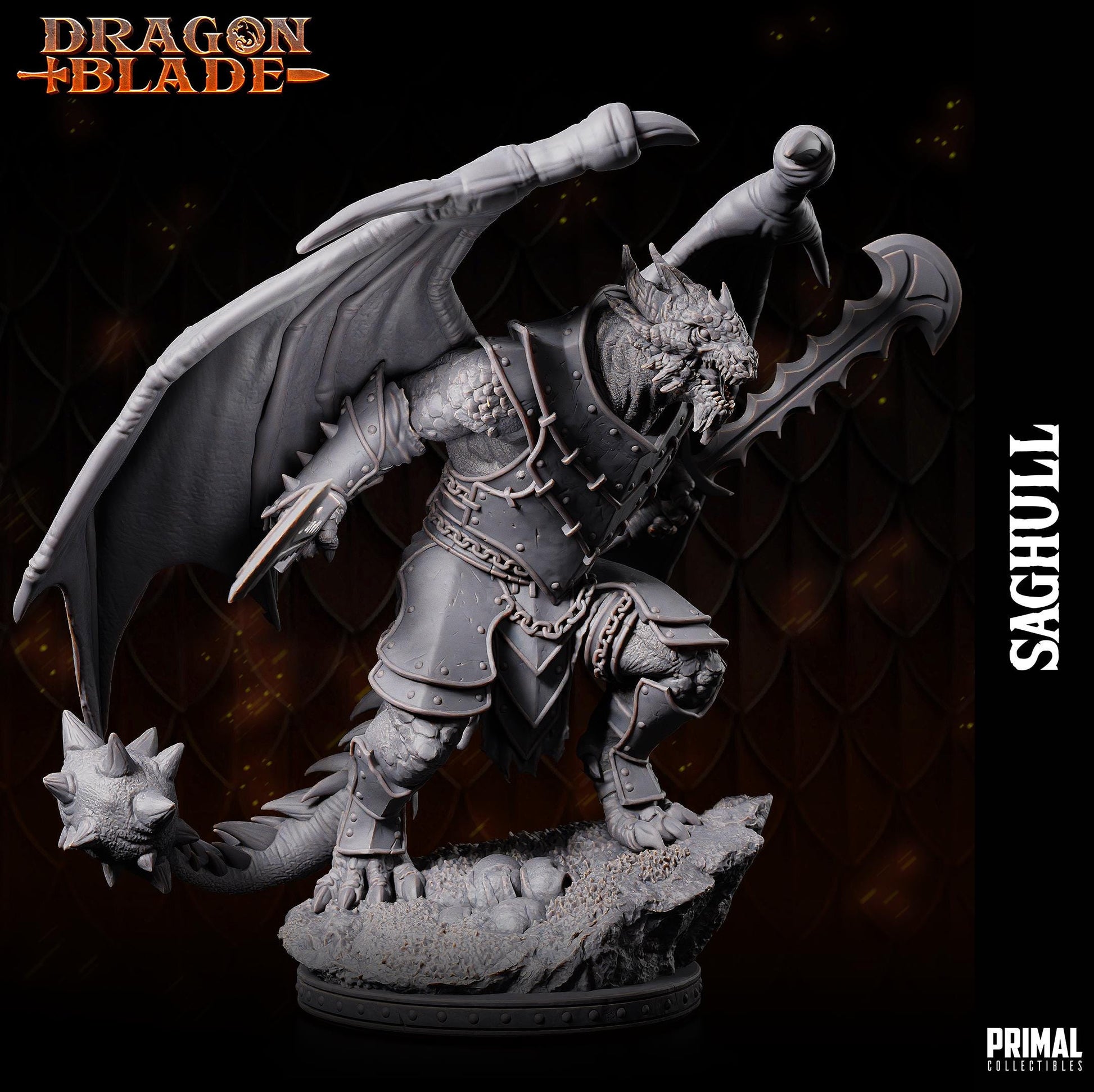 Draconian Saghull | Tabletop Scale | TTRPG D&D Miniature | Primal Collectibles