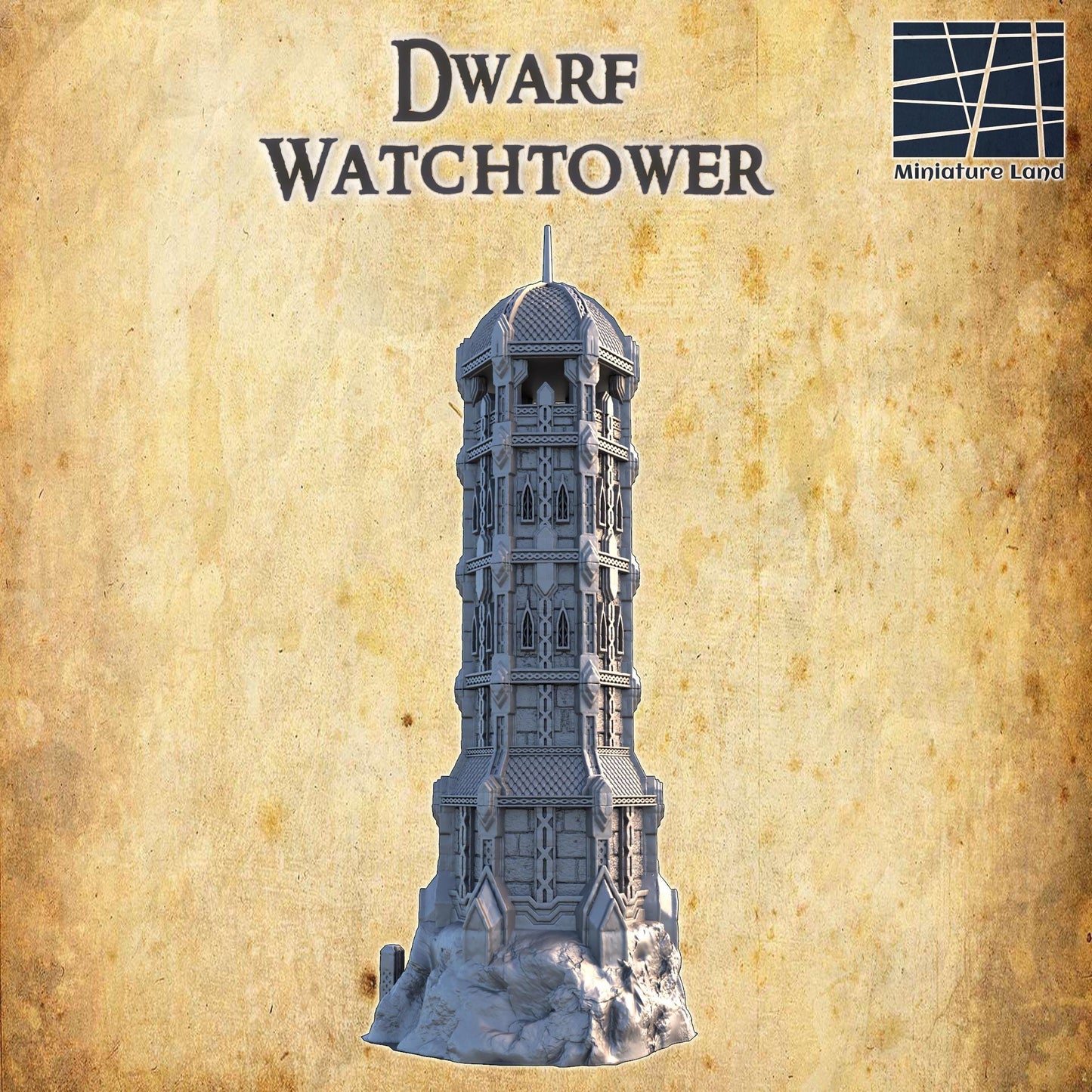 Dwarf Watchtower | 28mm Scale Model Terrain | D&D TTRPG Playable 3D Printed Building | MiniatureLand