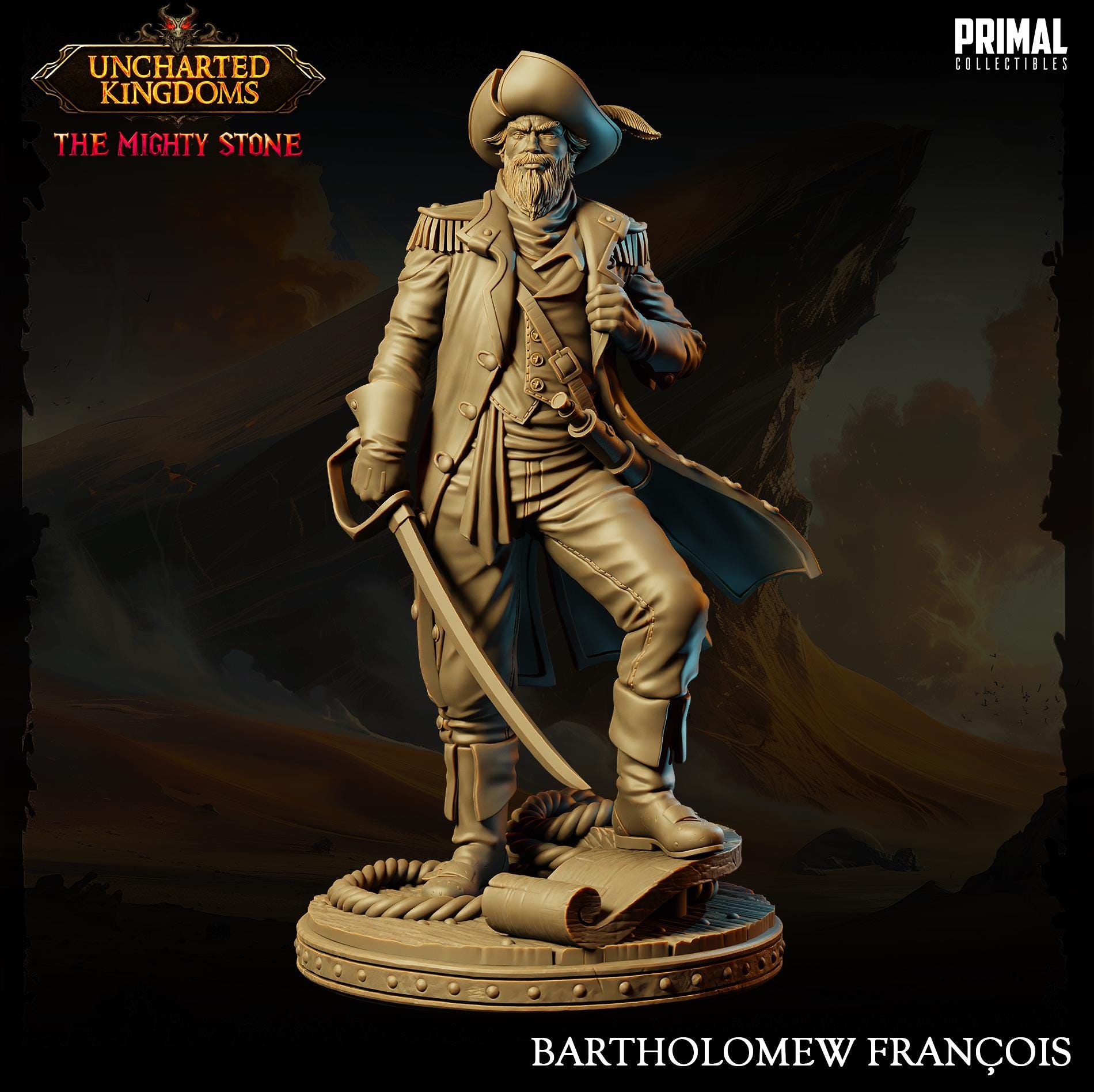 Captain Bartholomew Francois | Tabletop Scale | TTRPG D&D Miniature | Primal Collectibles