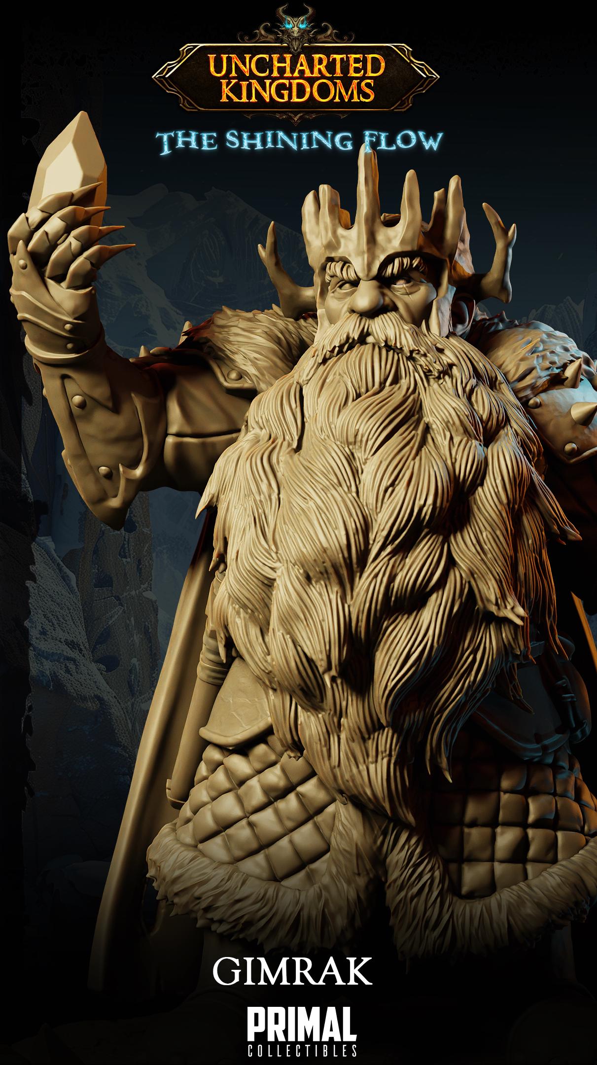 Dwarf King Gimrak | Tabletop Scale | TTRPG D&D Miniature | Primal Collectibles