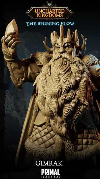 Dwarf King Gimrak | Uncharted Kingdoms | TTRPG D&D Miniature | Primal Collectibles