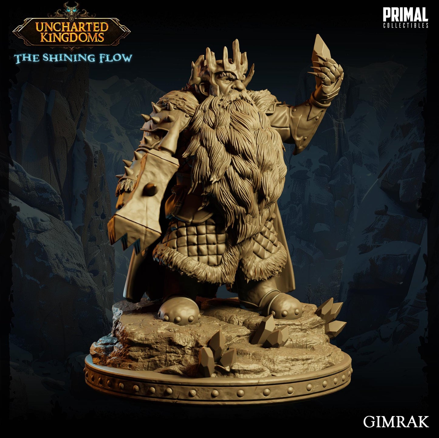 Dwarf King Gimrak | Tabletop Scale | TTRPG D&D Miniature | Primal Collectibles