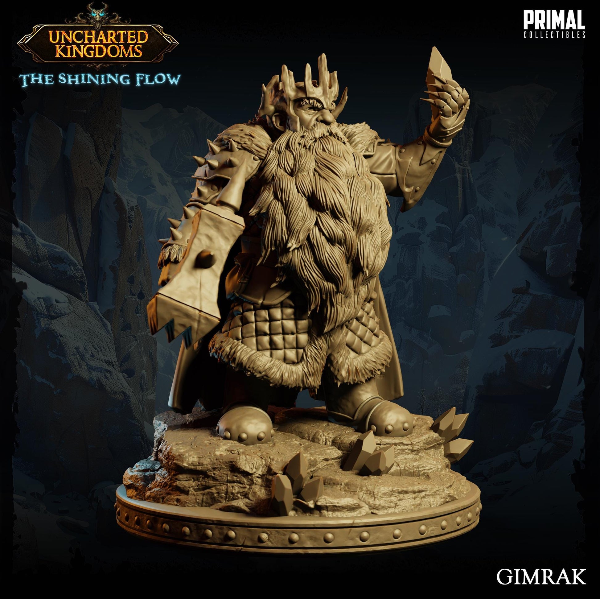 Dwarf King Gimrak | Tabletop Scale | TTRPG D&D Miniature | Primal Collectibles