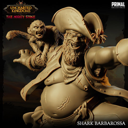 Evil Captain Shark Barbarossa | Tabletop Scale | TTRPG D&D Miniature | Primal Collectibles