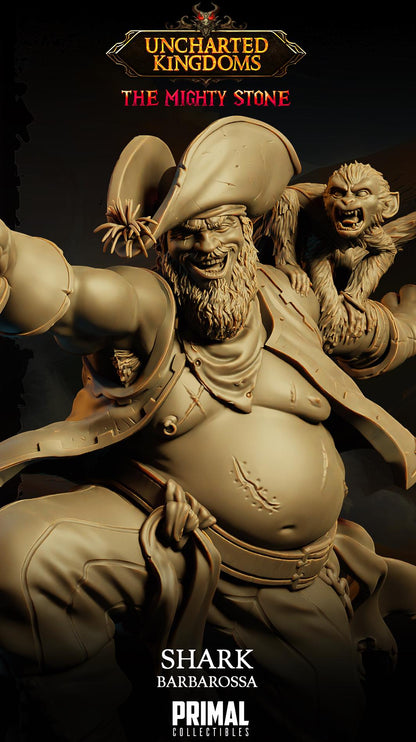 Evil Captain Shark Barbarossa | Uncharted Kingdoms | TTRPG D&D Miniature | Primal Collectibles