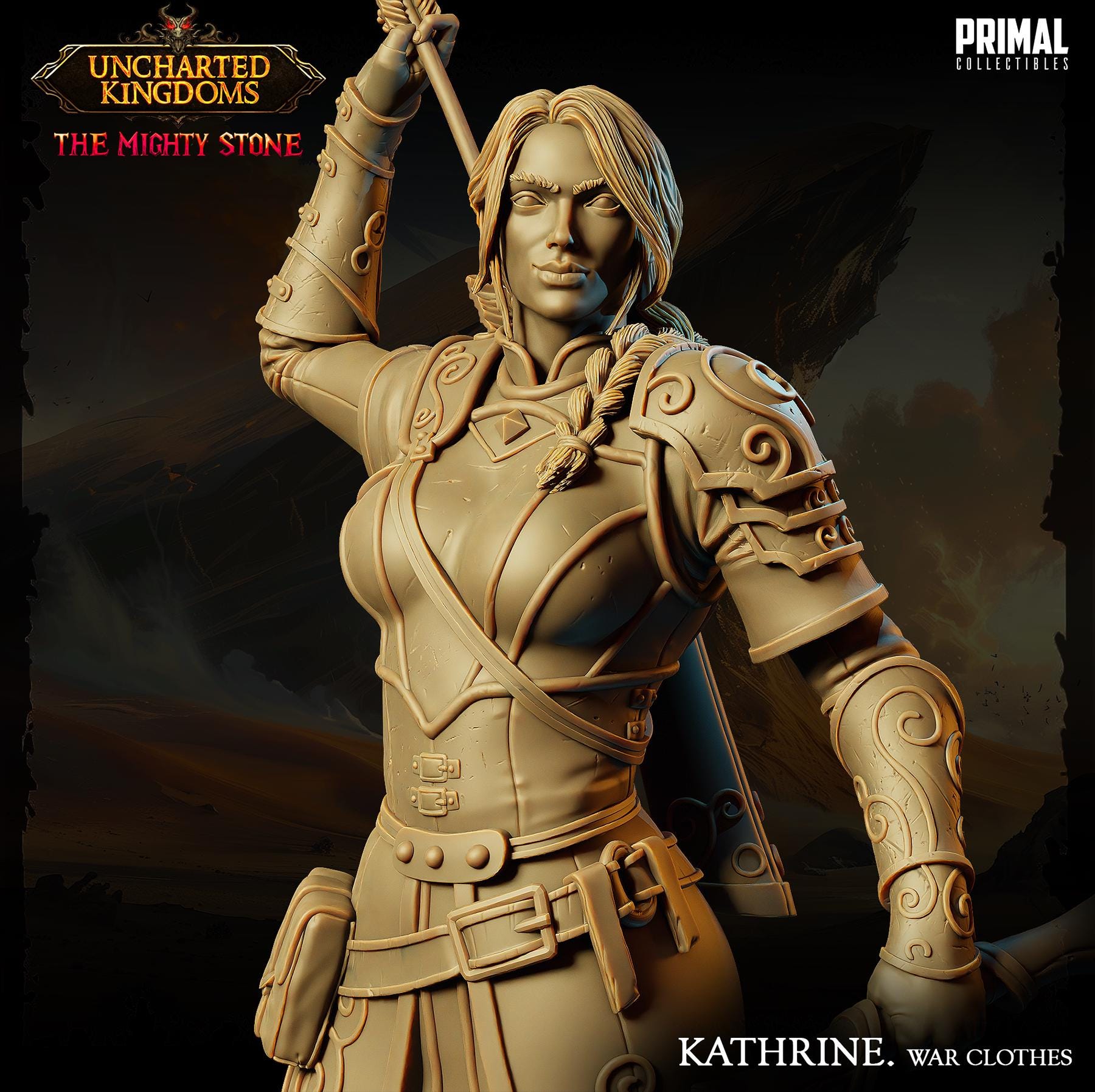 Fighter Kathrine Bromm War Clothes | Tabletop Scale | TTRPG D&D Miniature | Primal Collectibles