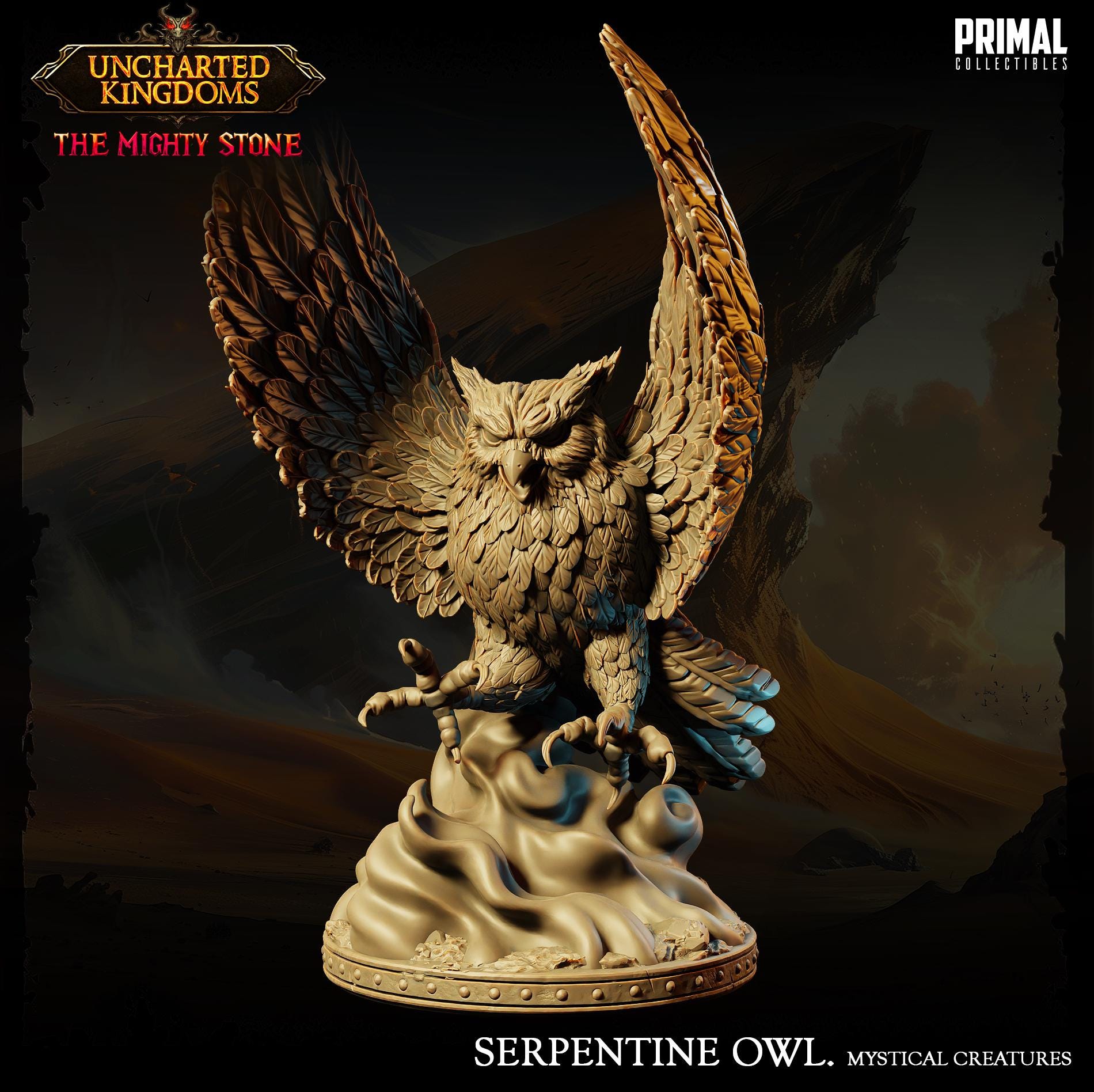 Mystical Animals Serpentine Owl | Tabletop Scale | TTRPG D&D Miniature | Primal Collectibles