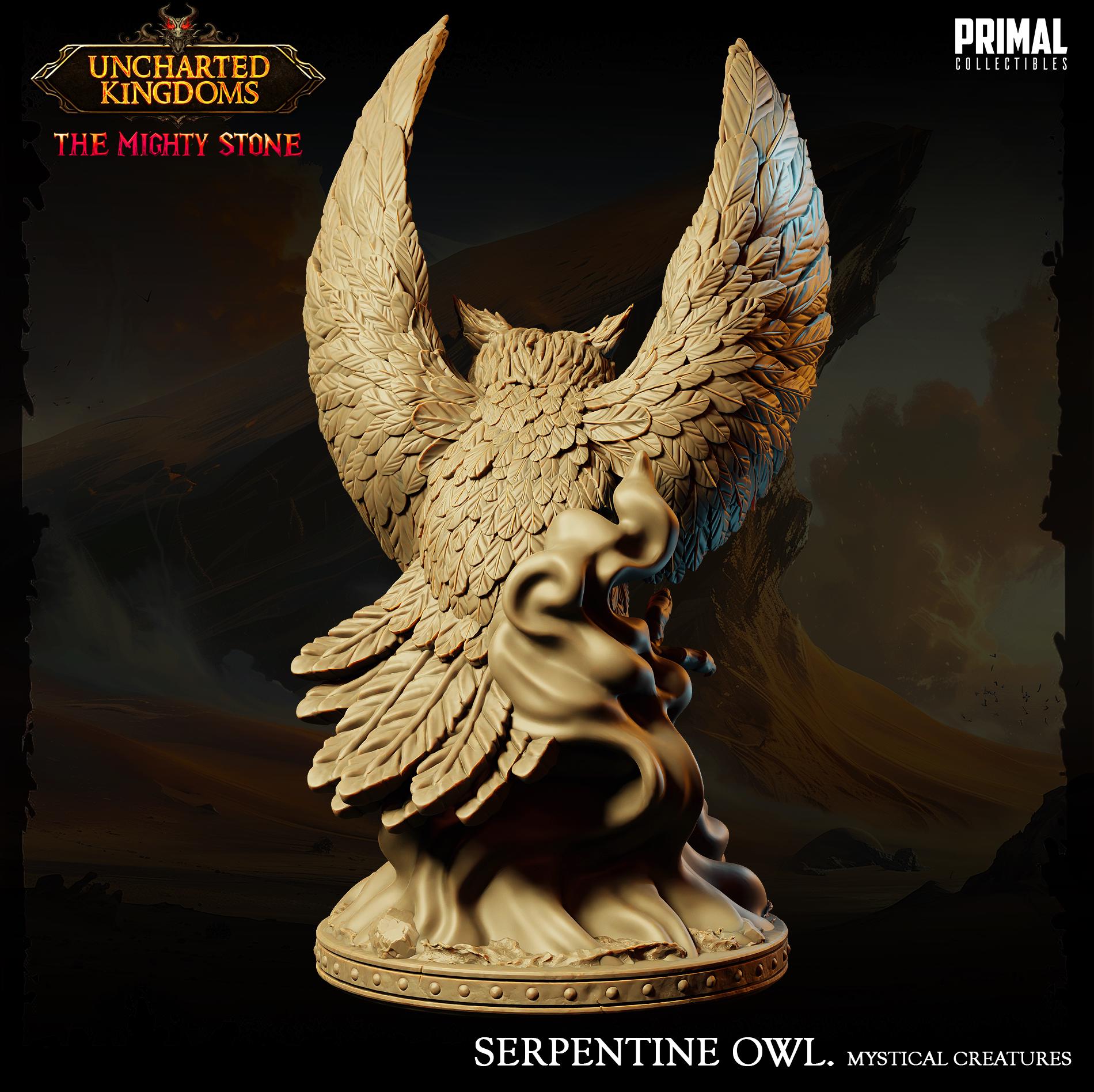 Mystical Animals Serpentine Owl | Tabletop Scale | TTRPG D&D Miniature | Primal Collectibles