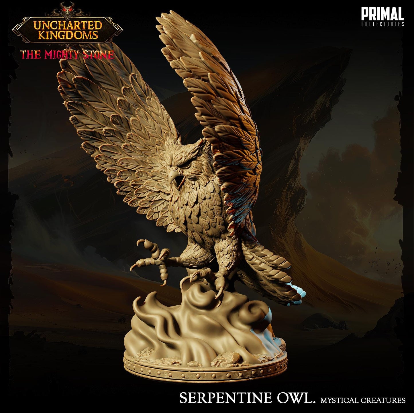 Mystical Animals Serpentine Owl | Tabletop Scale | TTRPG D&D Miniature | Primal Collectibles